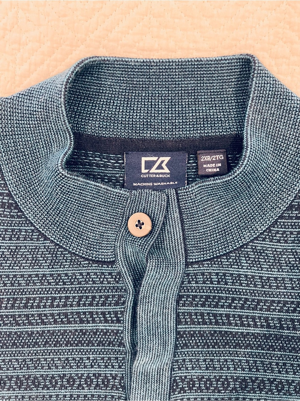 Cutter & Buck Merino Wool Fair Isle Men's 2XB 1/4 Button Sweater